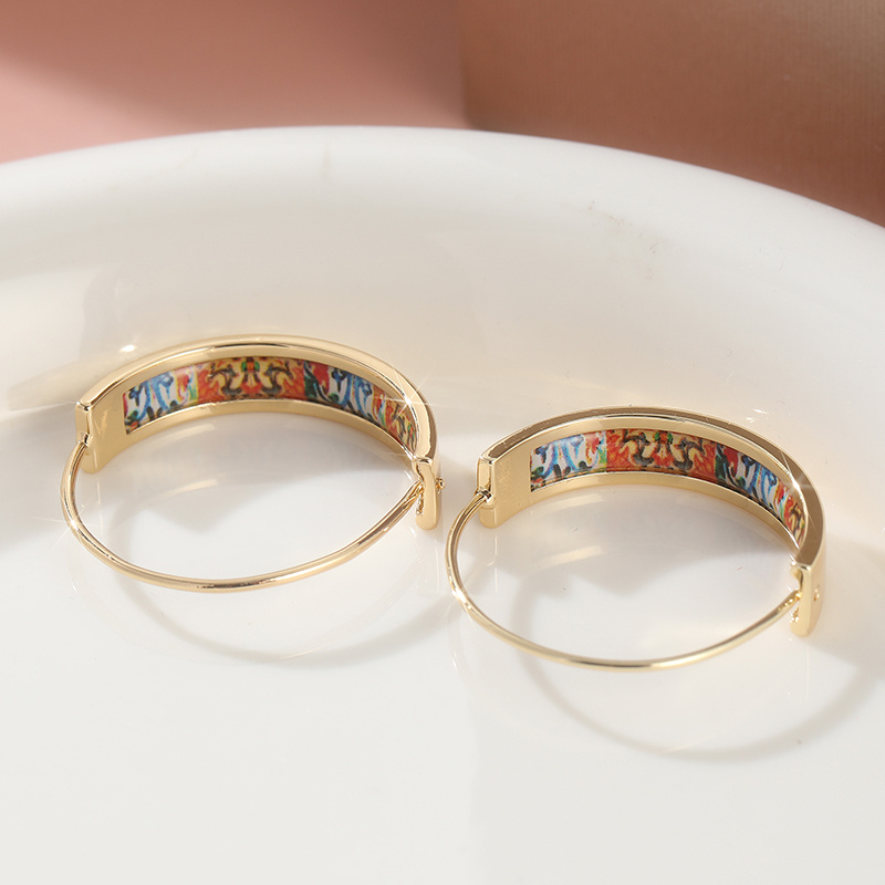 Vintage Boho C-Shaped Enamel Earrings